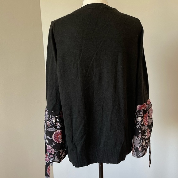 Loft size L black with sheer floral tie sleeve parts modest business going out - Picture 8 of 12